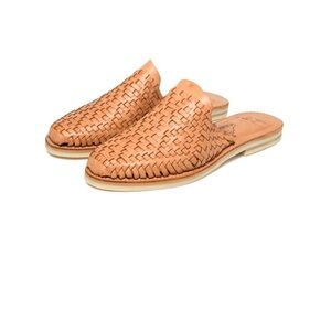 Men's Tan Woven Leather Slip-On Shoes